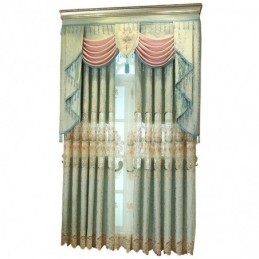 Cortina Blackout Semi-Chenille Sob Medida Com Bordado De Flores Europeias Para Sala De Estar E Quarto