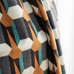 Cortina De Chenille Sob Medida Cortina Blackout Estampada Geométrica Estilo Nórdico