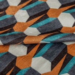 Cortina De Chenille Sob Medida Cortina Blackout Estampada Geométrica Estilo Nórdico