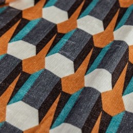 Cortina De Chenille Sob Medida Cortina Blackout Estampada Geométrica Estilo Nórdico