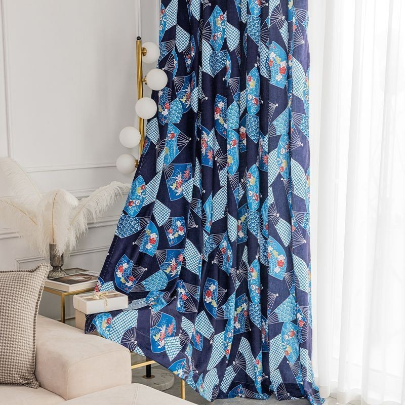 Cortinas De Chenille Nordic Fan Sub Estampadas Blackout