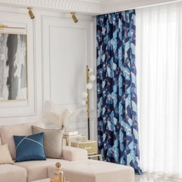 Cortinas De Chenille Nordic Fan Sub Estampadas Blackout