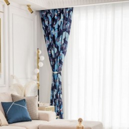 Cortinas De Chenille Nordic Fan Sub Estampadas Blackout