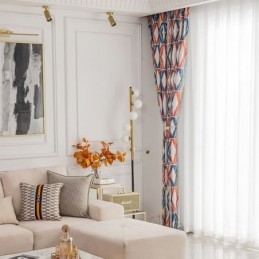 Cortina De Chenille Sob Medida Cortina Com Estampa De Losangos Estilo Nórdico Blackout
