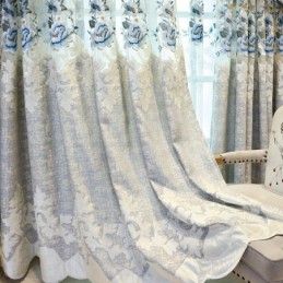 Cortina Europeia De Chenille Sob Medida Com Bordado Floral Para Sala De Estar E Quarto