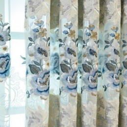 Cortina Europeia De Chenille Sob Medida Com Bordado Floral Para Sala De Estar E Quarto