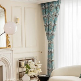 Cortinas Blackout De Chenille Estilo Europeu Com Estampa De Plantas
