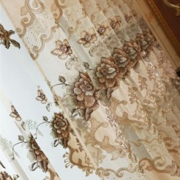 Cortina Blackout Semi-Chenille Sob Medida, Estilo Europeu, Com Bordado Floral, Para Sala De Estar E Quarto