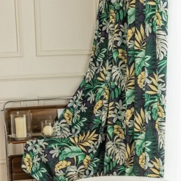 Cortinas Blackout De Chenille Estilo Europeu Com Estampa De Plantas