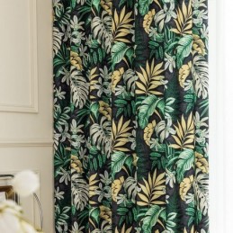 Cortinas Blackout De Chenille Estilo Europeu Com Estampa De Plantas