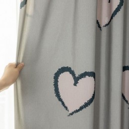 Cortina De Algodão Sob Medida Cortina Em Formato De Coração Estampada Nórdica