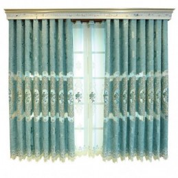 Cortina Europeia Semi Blackout Feita Sob Medida Com Bordado Floral Em Chenille Para Sala De Estar E Quarto