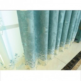 Cortina Europeia Semi Blackout Feita Sob Medida Com Bordado Floral Em Chenille Para Sala De Estar E Quarto