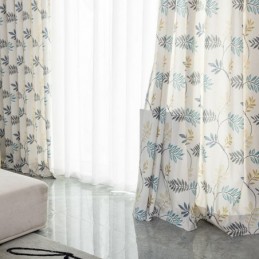 Cortina De Algodão Sob Medida Cortina Estilo Nórdico Folha Estampada