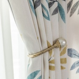 Cortina De Algodão Sob Medida Cortina Estilo Nórdico Folha Estampada