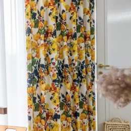 Cortina De Algodão Sob Medida Com Estampa De Plantas Estilo Nórdico