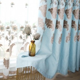 Cortinas Blackout Nórdicas Com Bordados Florais Para Sala De Estar E Quarto