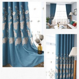 Cortinas Blackout Nórdicas Com Bordados Florais Para Sala De Estar E Quarto