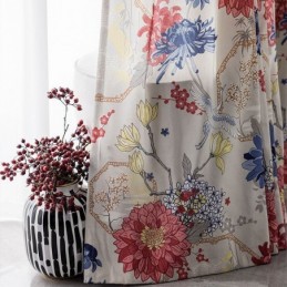 Cortina Estilo Nórdico Feita Sob Medida Cortina Floral Estampada Algodão
