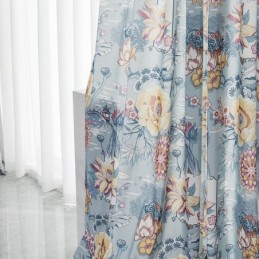Cortina Estilo Nórdico Feita Sob Medida Cortina Floral Estampada Algodão