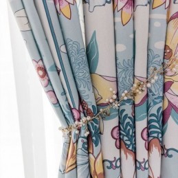 Cortina Estilo Nórdico Feita Sob Medida Cortina Floral Estampada Algodão
