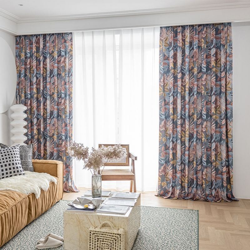 Cortina De Algodão Feita Sob Medida Cortina Com Folhas Estampadas Estilo Americano