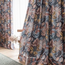 Cortina De Algodão Feita Sob Medida Cortina Com Folhas Estampadas Estilo Americano