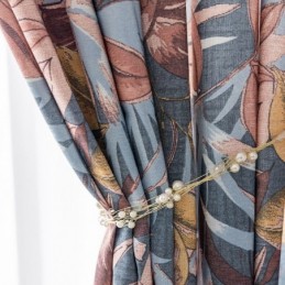Cortina De Algodão Feita Sob Medida Cortina Com Folhas Estampadas Estilo Americano
