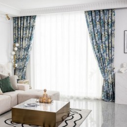 Cortina De Algodão Feita Sob Medida Cortina Com Folhas Estampadas Estilo Americano