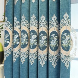 Cortinas Bordadas De Chenille Estilo Europeu Floral Para Sala De Estar E Quarto