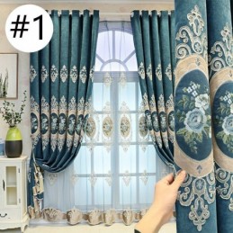 Cortinas Bordadas De Chenille Estilo Europeu Floral Para Sala De Estar E Quarto