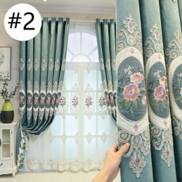 Cortinas Bordadas De Chenille Estilo Europeu Floral Para Sala De Estar E Quarto