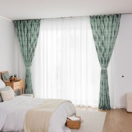 Cortina Com Estampa De Folhas Sob Medida Cortina Estilo Nórdico De Algodão