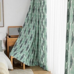 Cortina Com Estampa De Folhas Sob Medida Cortina Estilo Nórdico De Algodão
