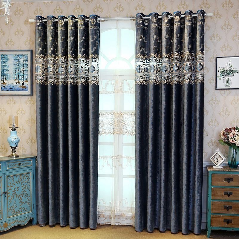 Cortina Semi Blackout Feita Sob Medida, Estilo Chinês, Sarja, Veludo, Bordado, Para Sala De Estar, Quarto