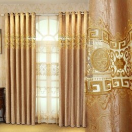 Cortina Semi Blackout Feita Sob Medida, Estilo Chinês, Sarja, Veludo, Bordado, Para Sala De Estar, Quarto