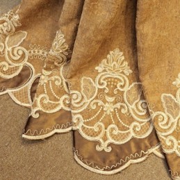 Cortina De Chenille Sob Medida Com Bordado De Flores Europeias Para Sala De Estar E Quarto