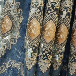 Cortina De Chenille Sob Medida Com Bordado De Flores Europeias Para Sala De Estar E Quarto