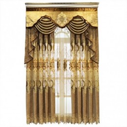 Cortina Blackout Semi-Chenille Sob Medida Com Bordado De Flores Europeias Para Sala De Estar E Quarto