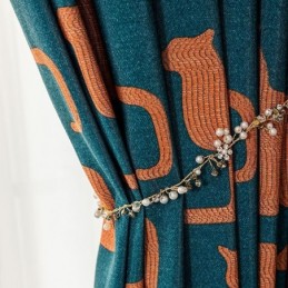 Cortina De Algodão Sob Medida Cortina Com Estampa De Gatinho Estilo Nórdico