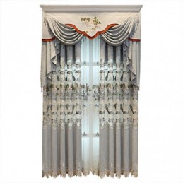 Cortinas Semi Blackout De Chenille Com Bordado De Montanhas Em Estilo Chinês Para Sala De Estar E Quarto