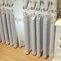 Cortinas Semi Blackout De Chenille Com Bordado De Montanhas Em Estilo Chinês Para Sala De Estar E Quarto