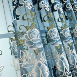 Cortinas Semi Blackout De Chenille Com Bordado Floral Estilo Europeu Para Sala De Estar E Quarto