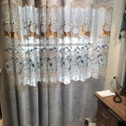 Cortinas Nórdicas De Chenille Com Bordado Fulvo Semi Blackout Para Sala De Estar E Quarto