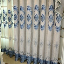 Cortina De Chenille Sob Medida Com Bordado De Flores Europeias E Semi Blackout Para Sala De Estar E Quarto