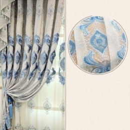 Cortina De Chenille Sob Medida Com Bordado De Flores Europeias E Semi Blackout Para Sala De Estar E Quarto