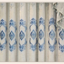 Cortina De Chenille Sob Medida Com Bordado De Flores Europeias E Semi Blackout Para Sala De Estar E Quarto