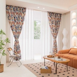 Cortina De Algodão Estilo Nórdico Feita Sob Medida Com Estampa De Folhas