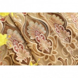 Cortina Blackout Semi-Chenille Sob Medida Com Bordado De Flores Europeias Para Sala De Estar E Quarto