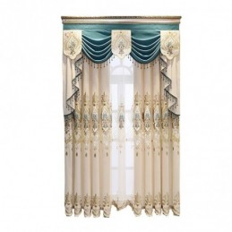 Cortina Blackout Semi-Blackout De Chenille Sob Medida Com Bordado De Flores Europeias Para Sala De Estar E Quarto